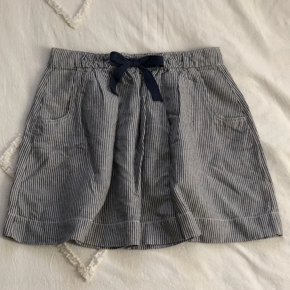 J. Crew Blue and white stripe pull-on linen skirt XS - Picture 2 of 8